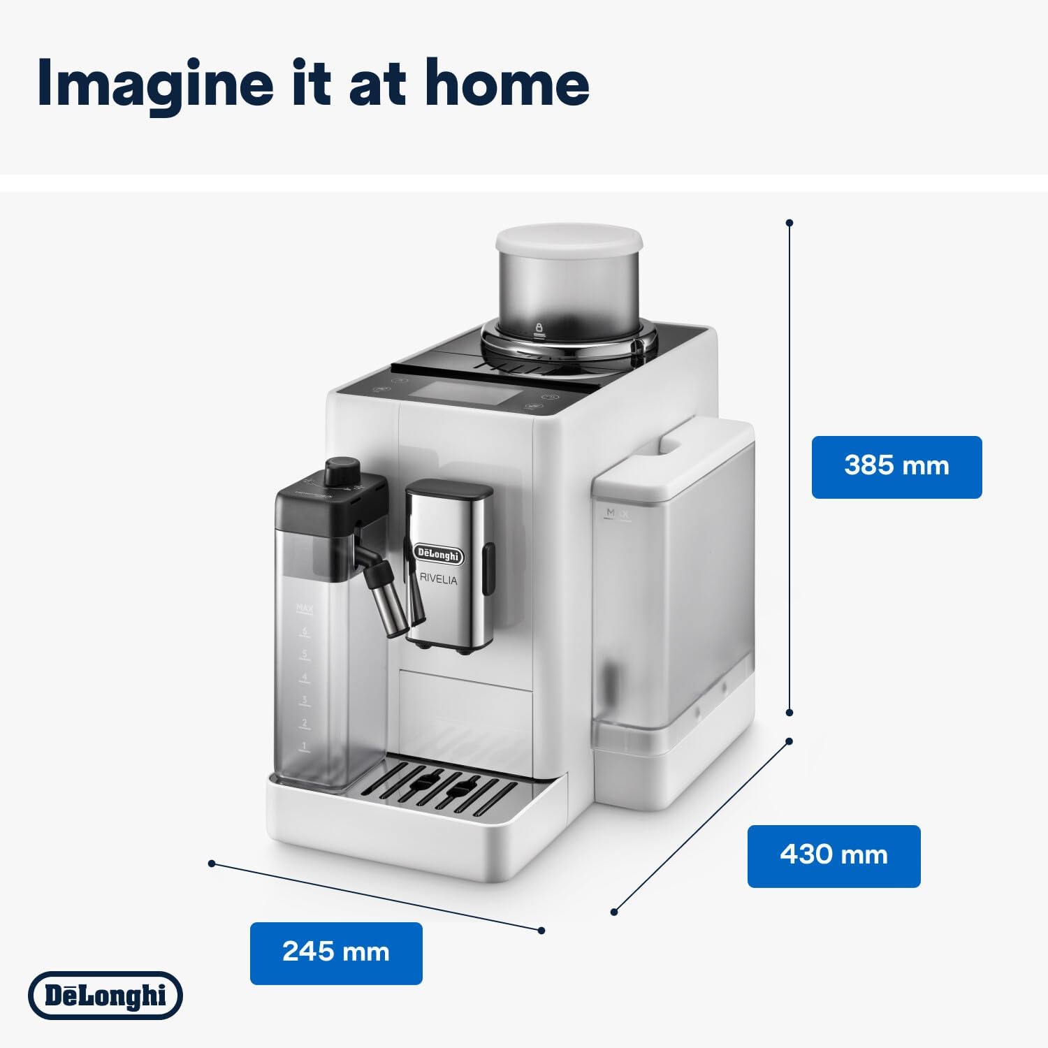 DeLonghi Rivelia EXAM440.55.W, Machine à Café Automatique avec LatteCrema Hot, Mousseur de Lait Automatique, Taille Compacte, 16 Recettes, Écran Tactile Couleur, Blanc Arctique - Image 10