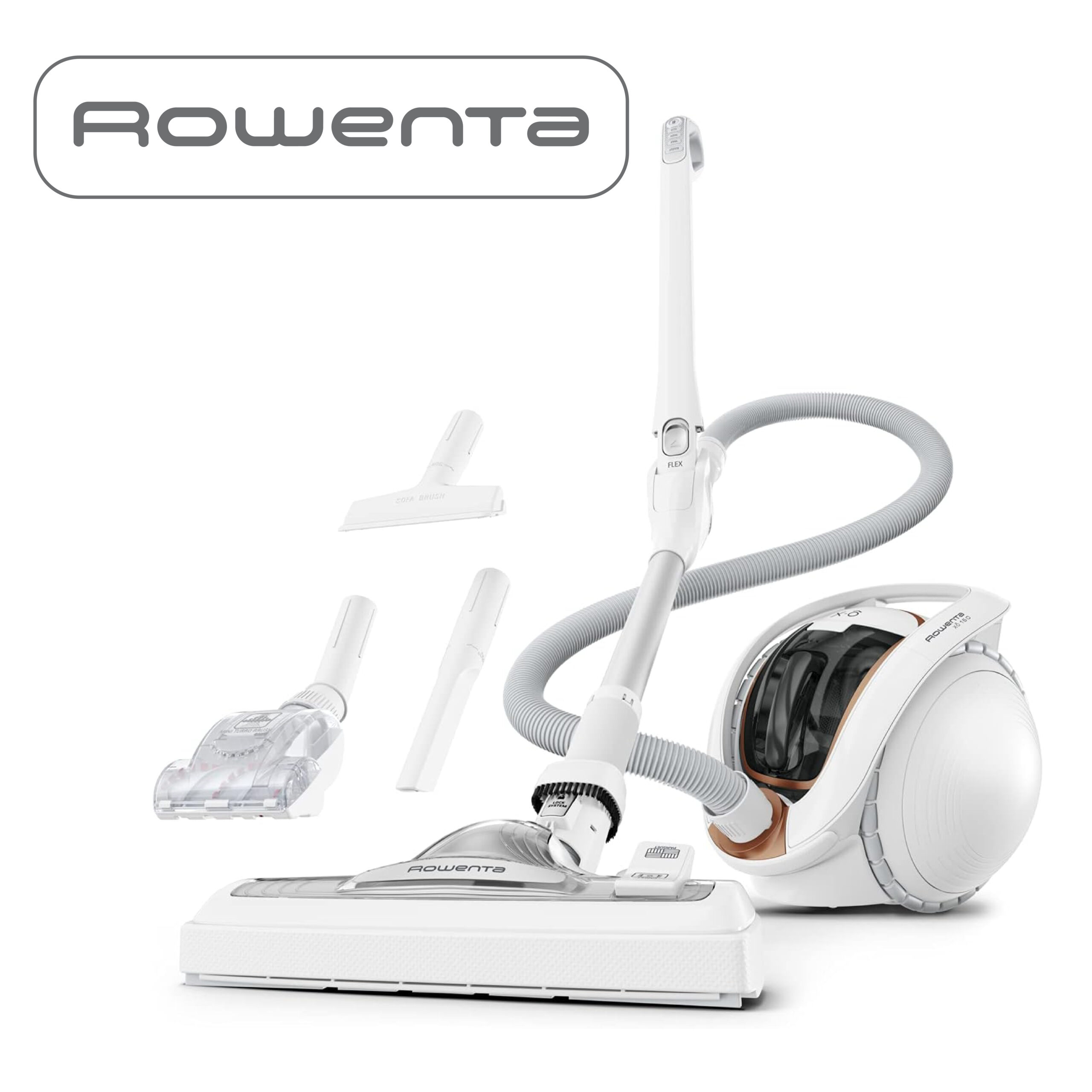 Rowenta Aspirateur sans fil, Silencieux, Léger, 230 AW, 2 batteries amovibles, Flex, X-Ô 160, Blanc IX7777EA