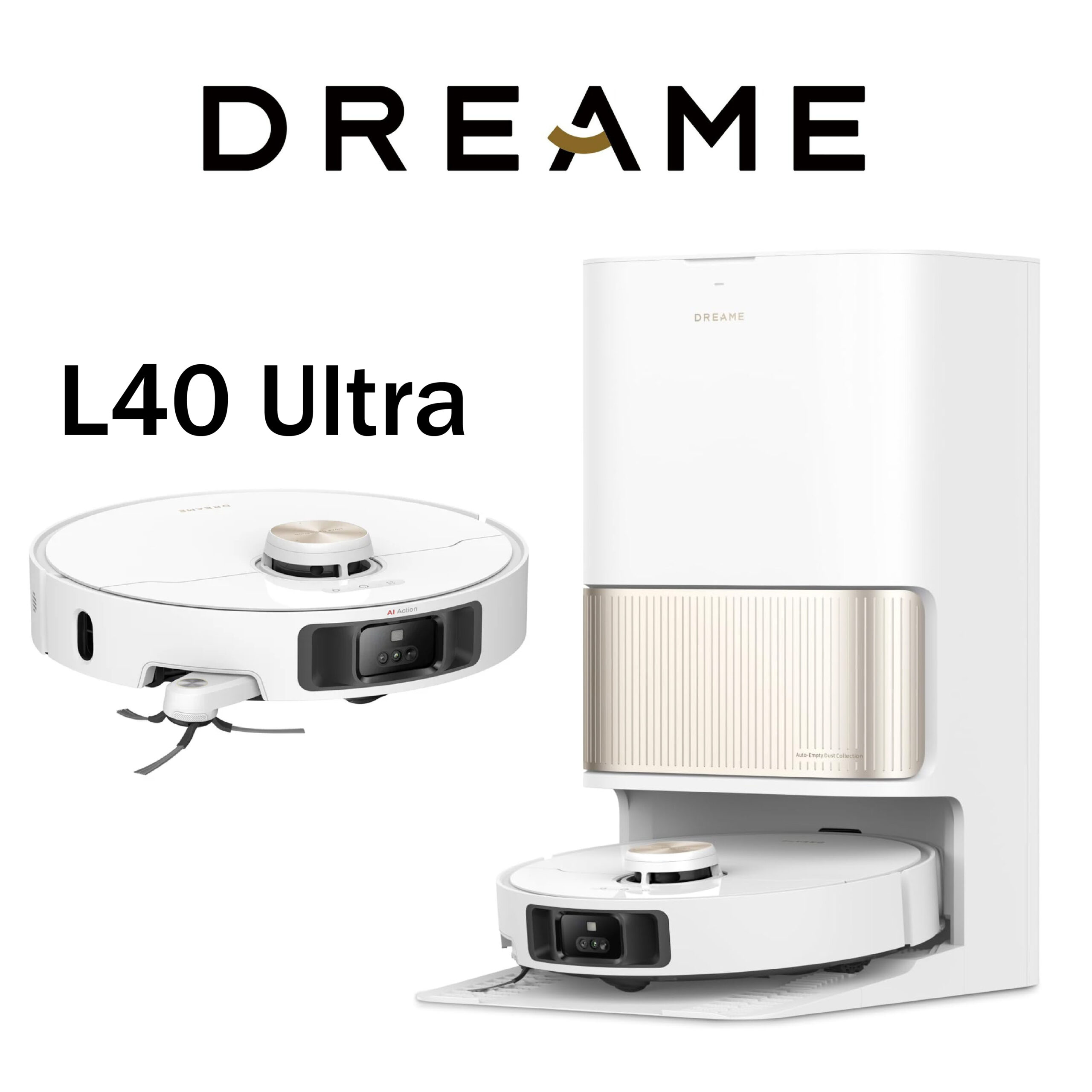 DREAME L40 Ultra Robot Aspirateur Laveur avec Serpillière Amovible et relevable, Brosse latérale Extensible et relevable