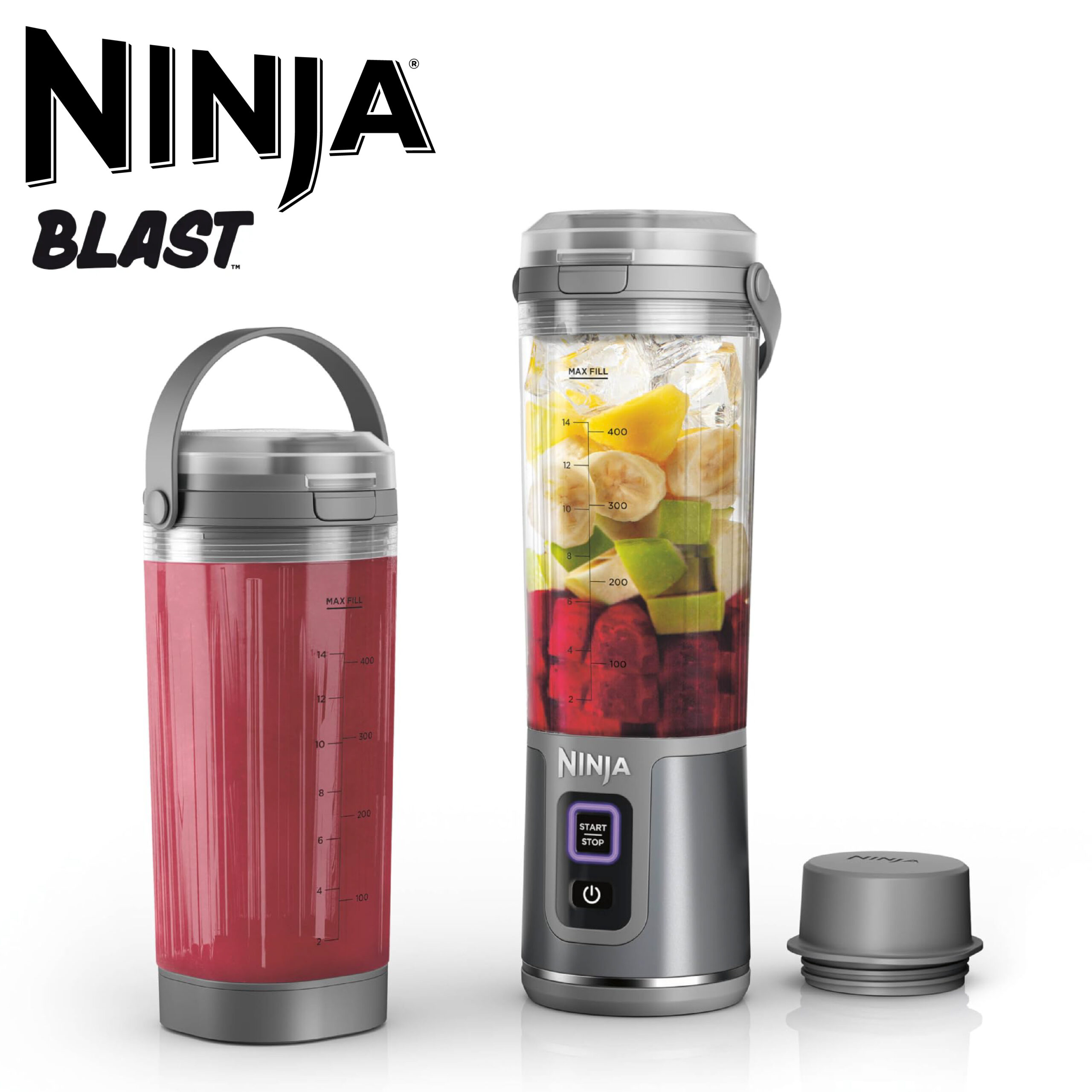 Ninja Blast Blender portable, 530 ml, couvercle résistant aux fuites et bec verseur, mini mixeur sans fil puissant