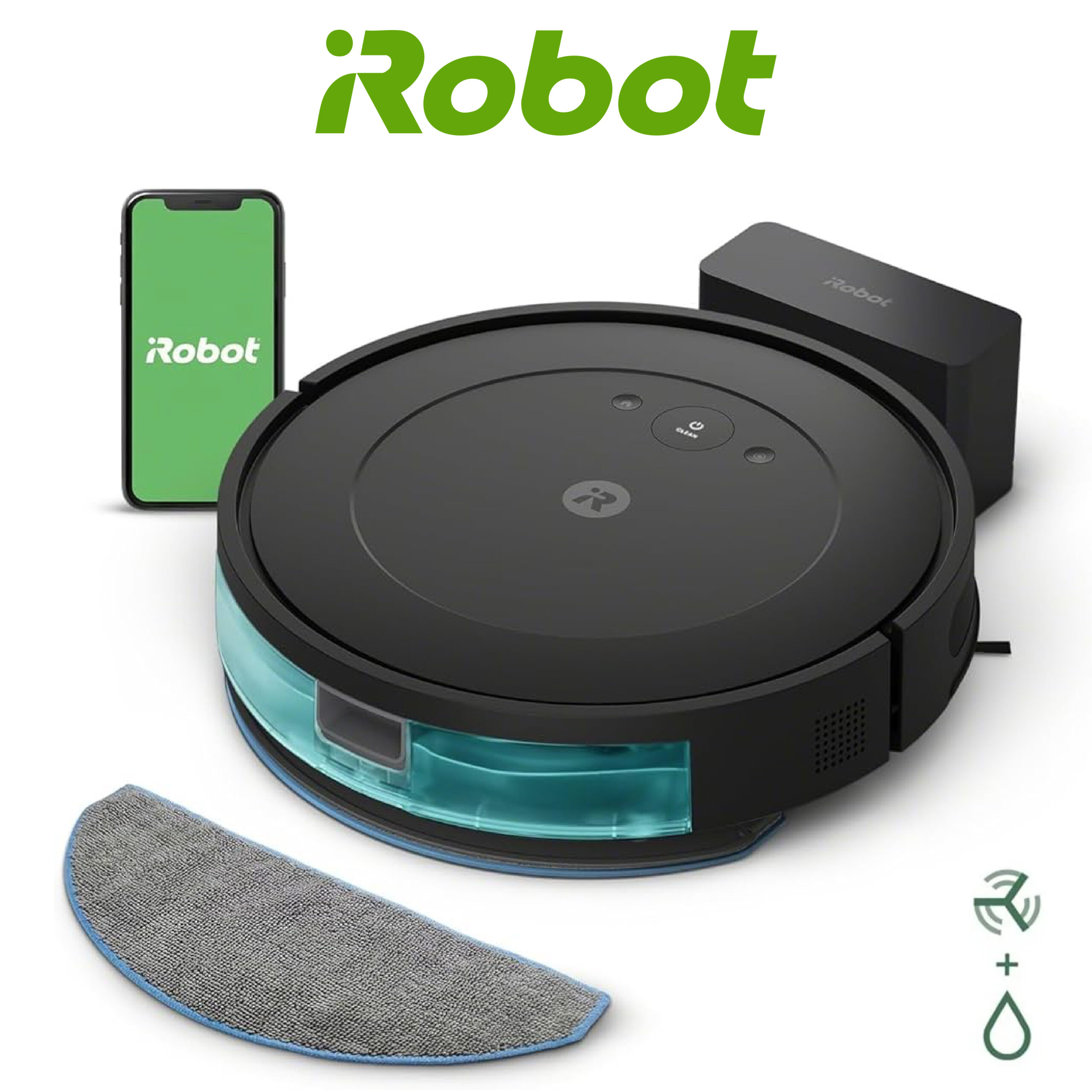 iRobot Roomba Combo Essential (Y0110) - Robot Aspirateur et Laveur Connecté - Efficace et Puissant - Système de Nettoyage en 4 étapes -3 Niveaux d'aspiration - Programmable Via Application ou Voix
