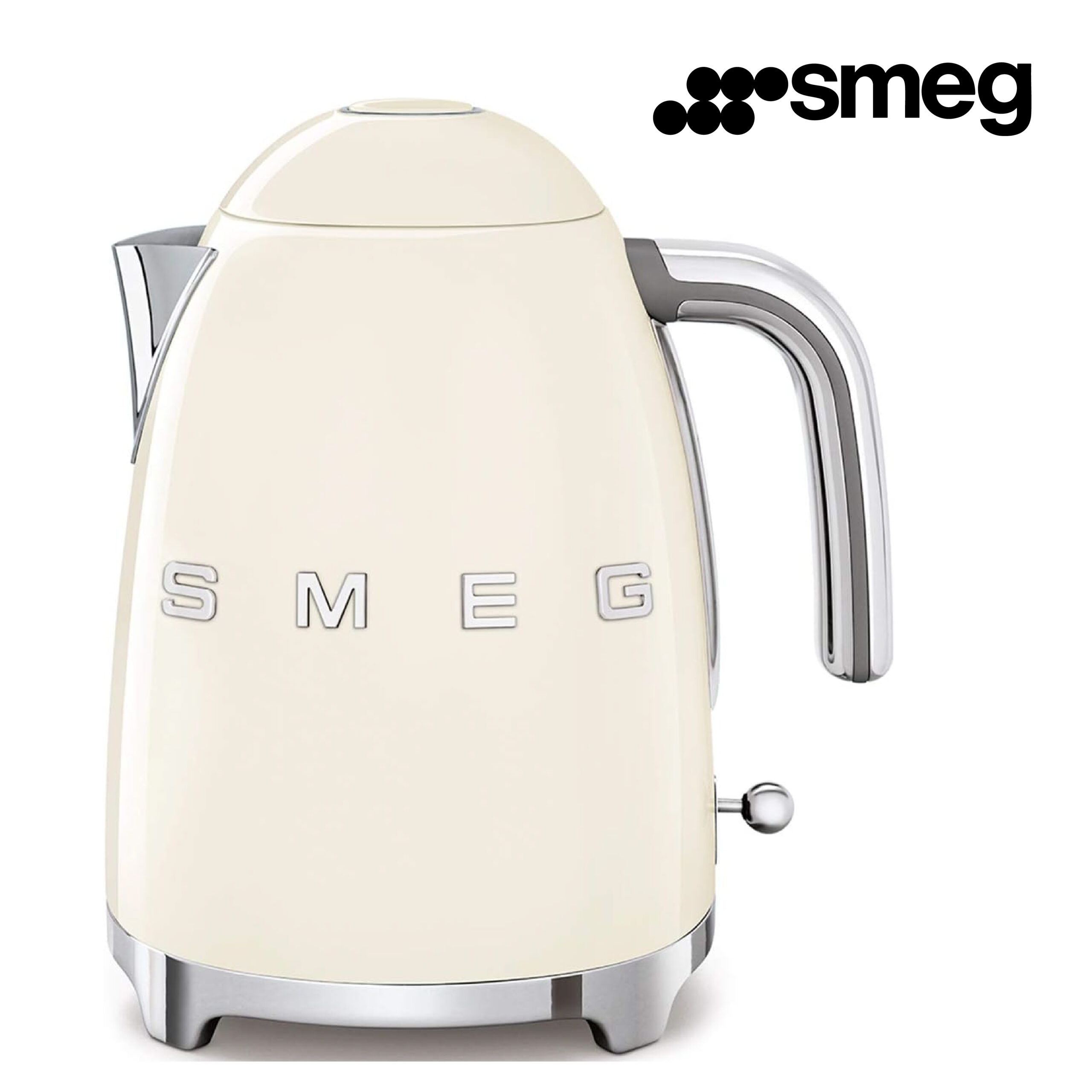 Smeg, Bouilloire Électrique KLF03CREU 1,7 L, Filtre Anticalcaire Lavable, Arrêt Automatique de Sécurité, Indicateur Niveau d'Eau, Base Antidérapante,Range Cordon Intégré, Puissance 2400W, Crème