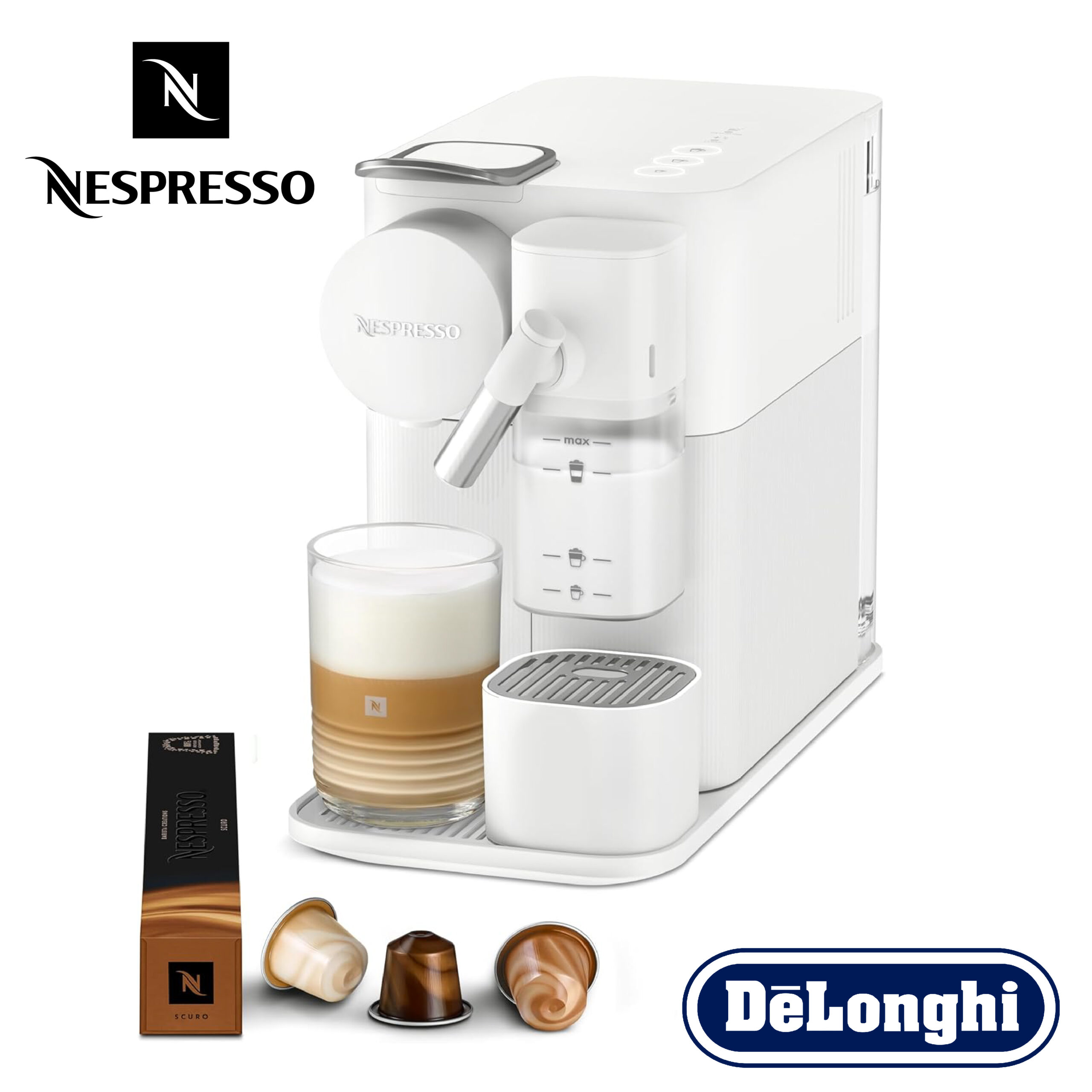 De'Longhi Nespresso Lattissima One Evo , Machine a Café Capsule, Expresso et Cappuccino, 1450W, Blanc [Classe énergétique A+] EN510.W