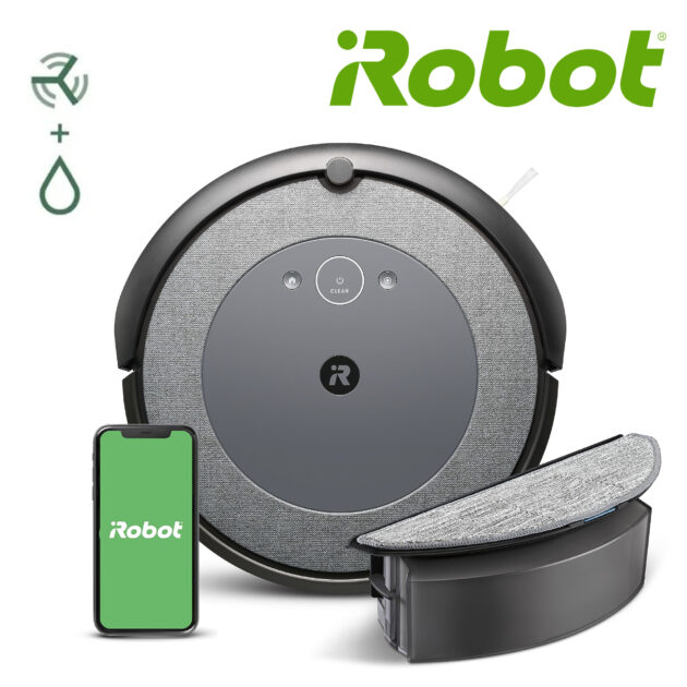 iRobot Roomba Combo i5 (i5172) Robot Aspirateur & Laveur 2-en-1, connecté WiFi - 2 brosses Caoutchouc – Cartographie, mémorise et s’adapte à Domicile - Compatible Assistants vocaux