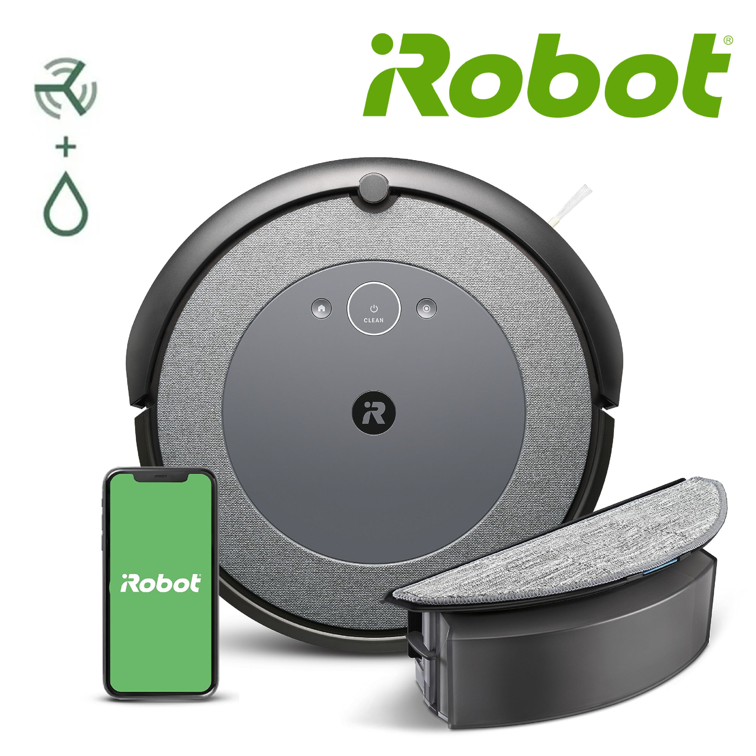 iRobot Roomba Combo i5 (i5172) Robot Aspirateur & Laveur 2-en-1, connecté WiFi - 2 brosses Caoutchouc – Cartographie, mémorise et s’adapte à Domicile - Compatible Assistants vocaux