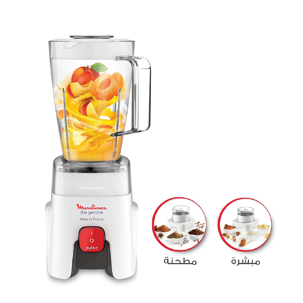 MOULINEX BLENDER PLAQTIQUE 1.5L 400W AVEC TABLE MOULIN RÂPE ET MÉLANGEUR