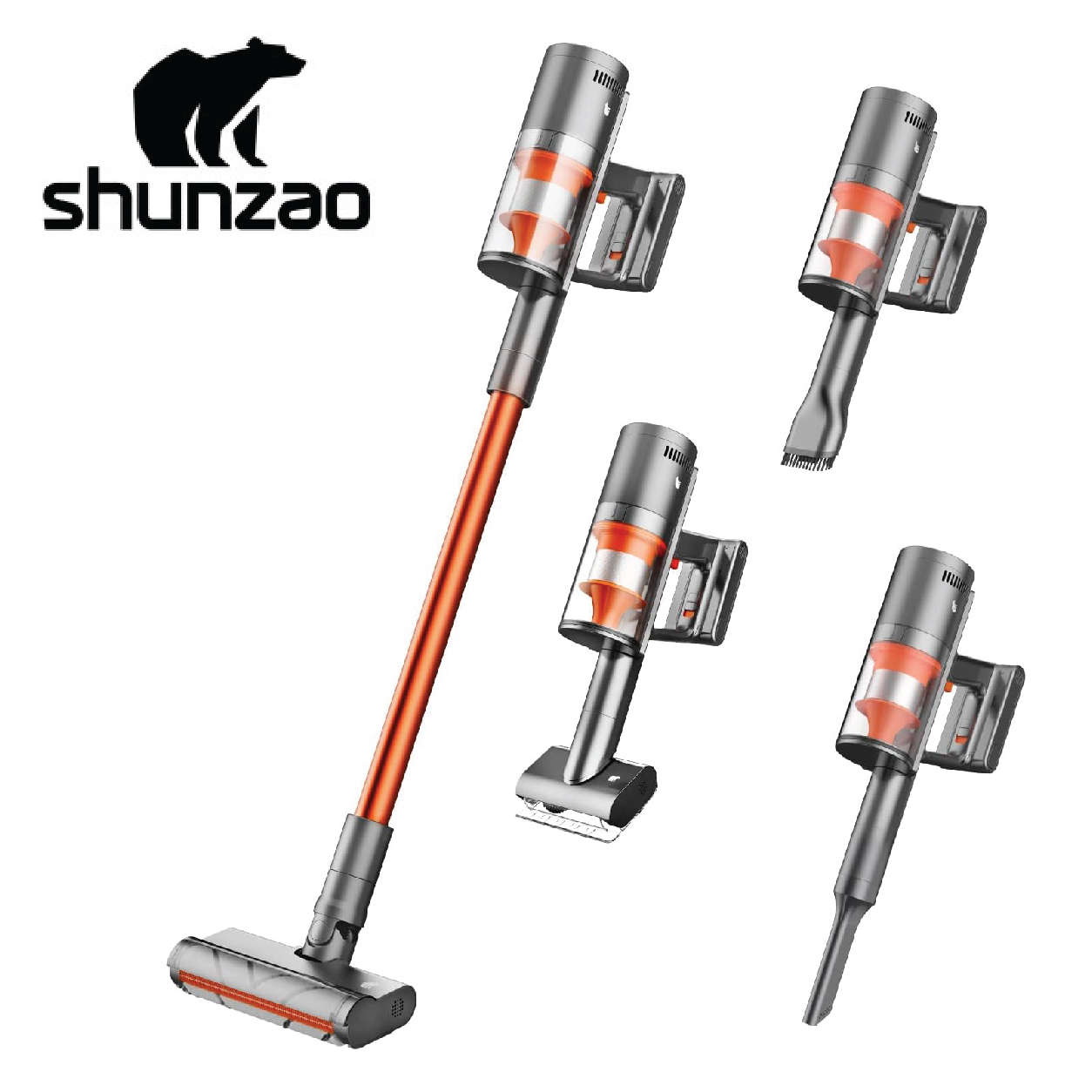 SHUNZAO Z11 Max Aspirateur sans Fil - 450W 26000Pa Aspirateur Balai 4 en 1 Aspirateur 3 Modes avec Affichage LED Aspiration Puissante