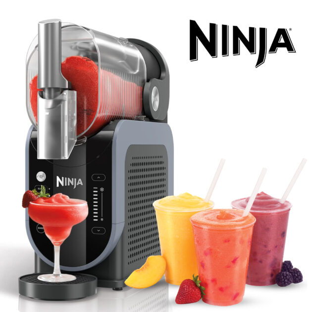 Ninja SLUSHi Machine à boissons glacées, granités, cocktails, frappés, milkshakes et jus glacés, sans glace ni préparation requises, Technologie WhisperChill, capacité 1,9 l, bleu et gris FS301EU
