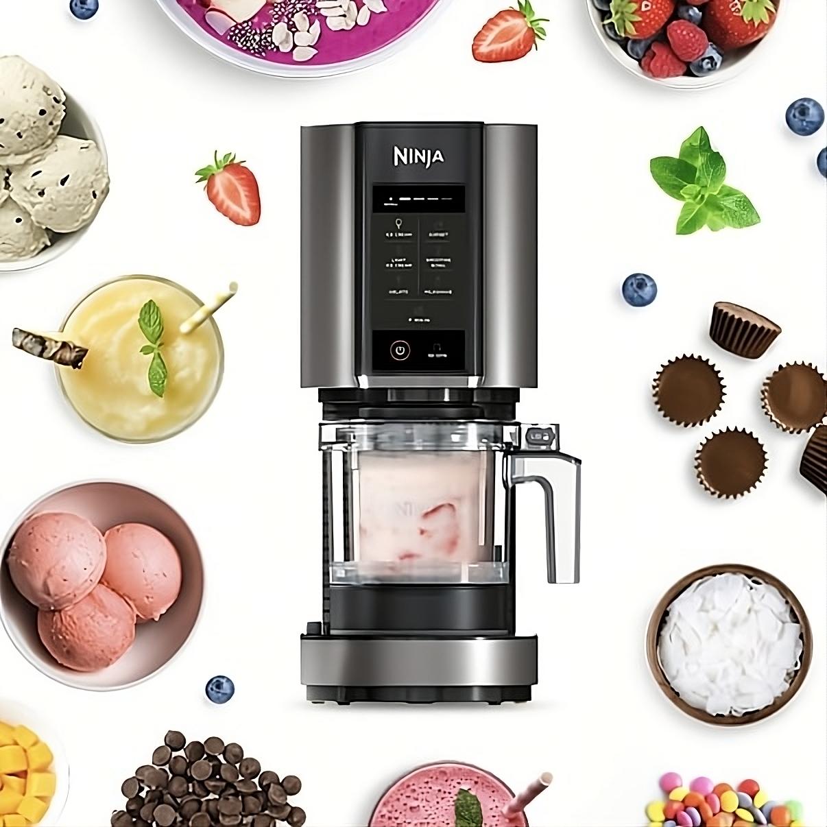 Ninja CREAMi machine à crème glacée et à desserts glacés, 7 programmes, pour faire de la crème glacée, gelato, sorbet, des bols à smoothie ou des milk-shakes, 1,4L, NC300EU