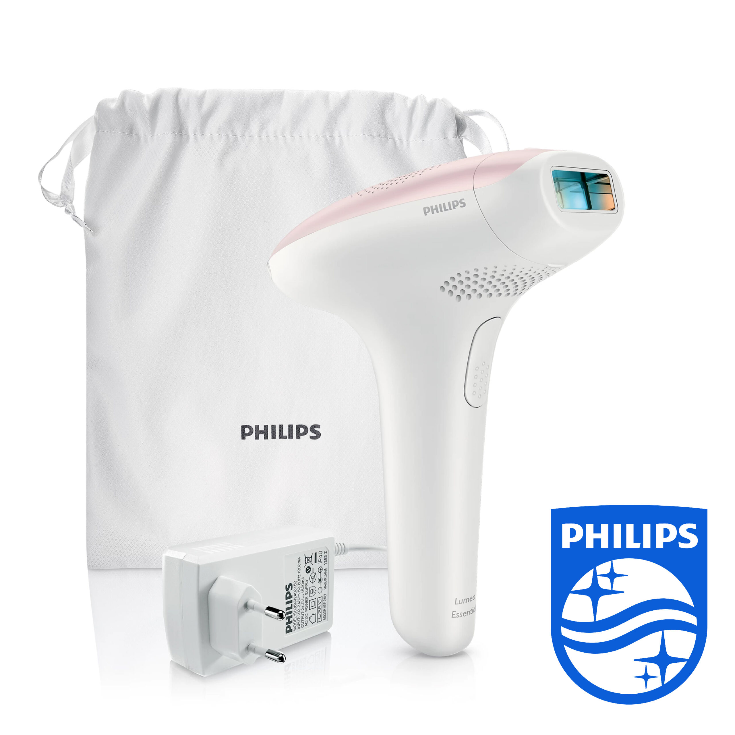 Système d'épilation Philips Lumea Essential IPL SC1991/00 - Épilation légère (rose, blanc, lumière pulsée intense (IPL), 5 J/cm², 8 min, 1 min, 4 min)
