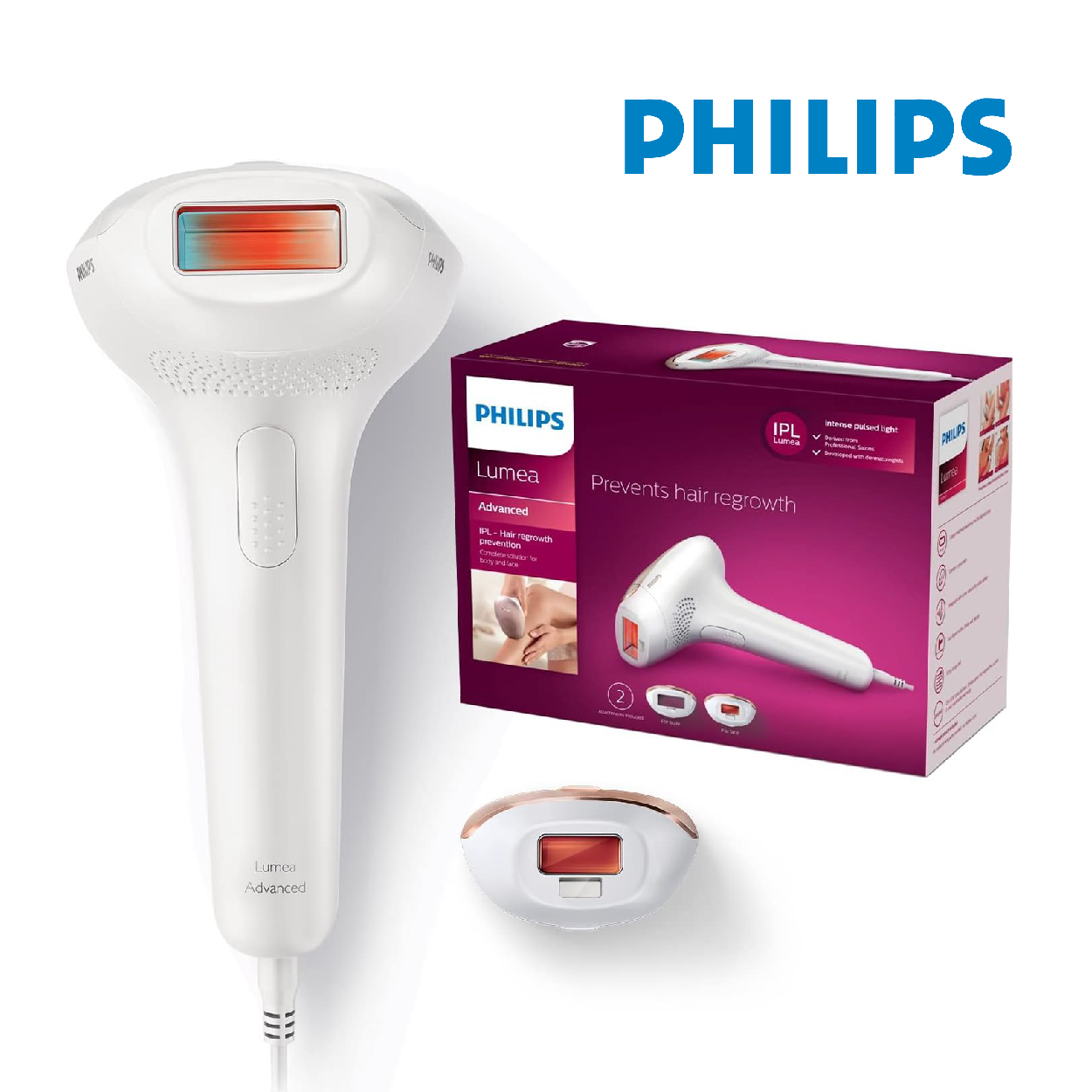 Philips SC1997/00 Lumea Advanced Epilateur à lumière pulsée, solution avancée de prévention de la pilosité avec embout visage 250 000 flashs
