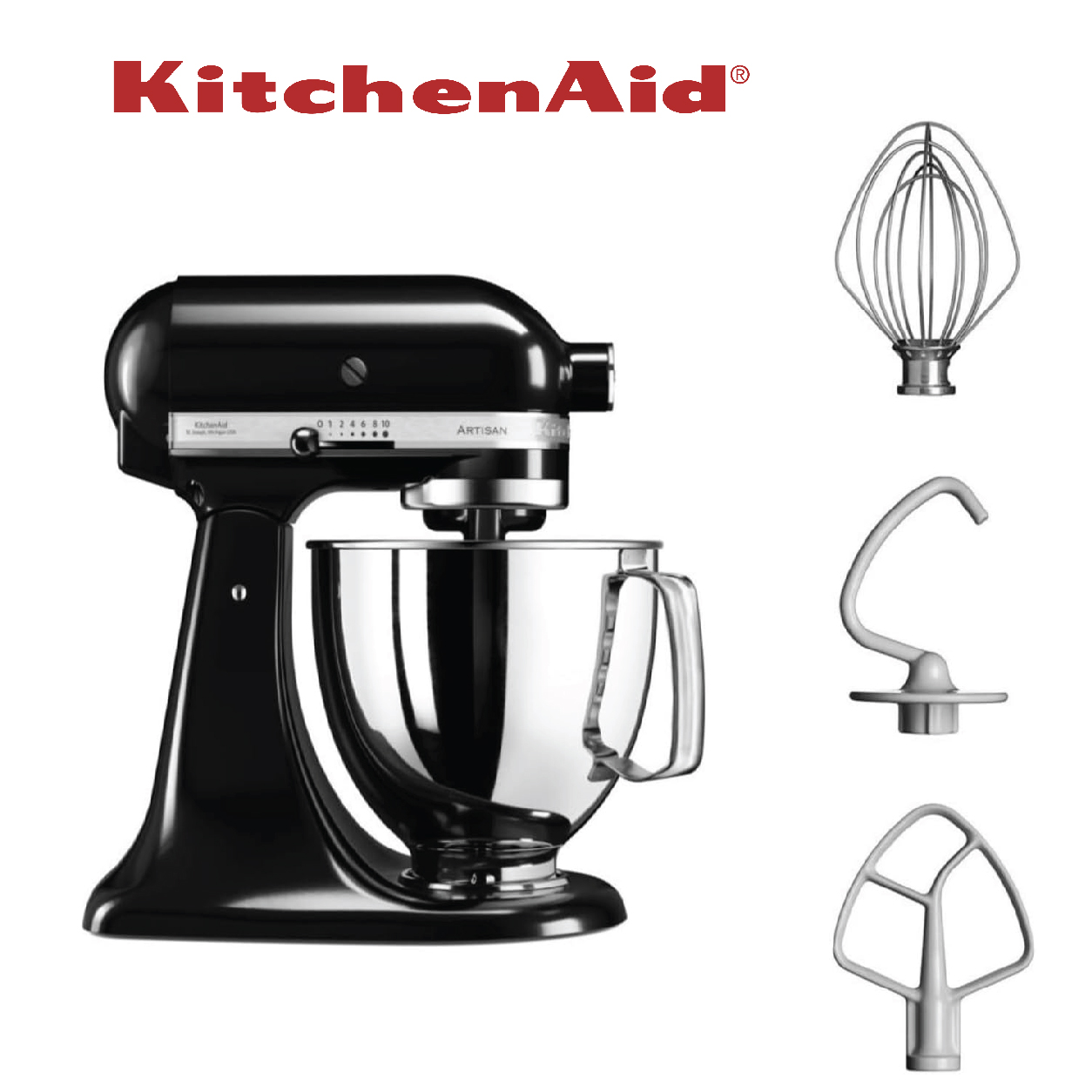 KitchenAid Robot Pâtissier Artisan NOIR 5KSM125EER.