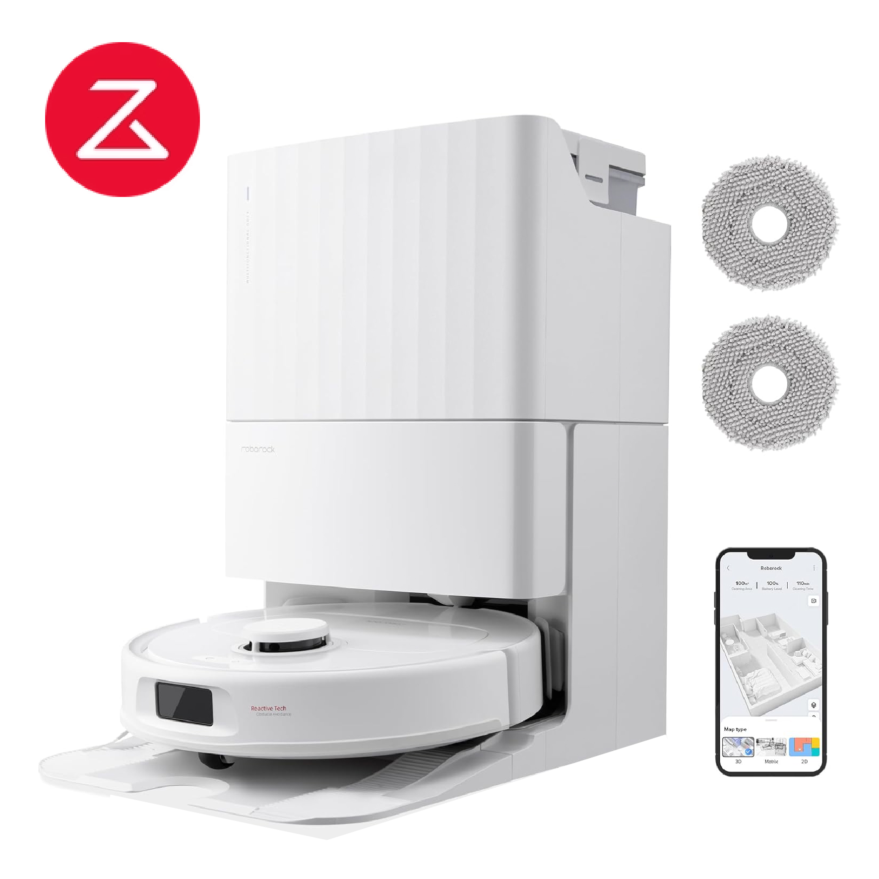 Roborock Qrevo S robot aspirateur laveur Set avec Multi Station ,Double Serpillière Rotative ,HyperForce 7000Pa