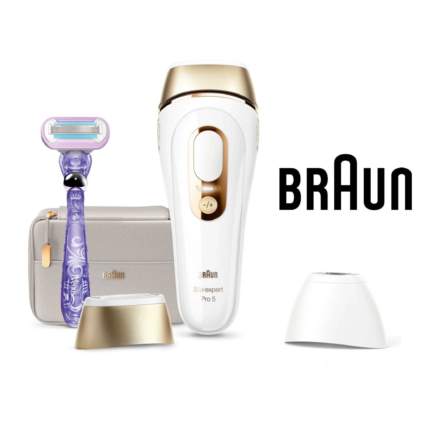 Braun Silk Expert Pro 5, épilateur à lumière pulsée, avec pochette, tête de précision et rasoir Venus, alternative à l’épilation au laser, PL5157