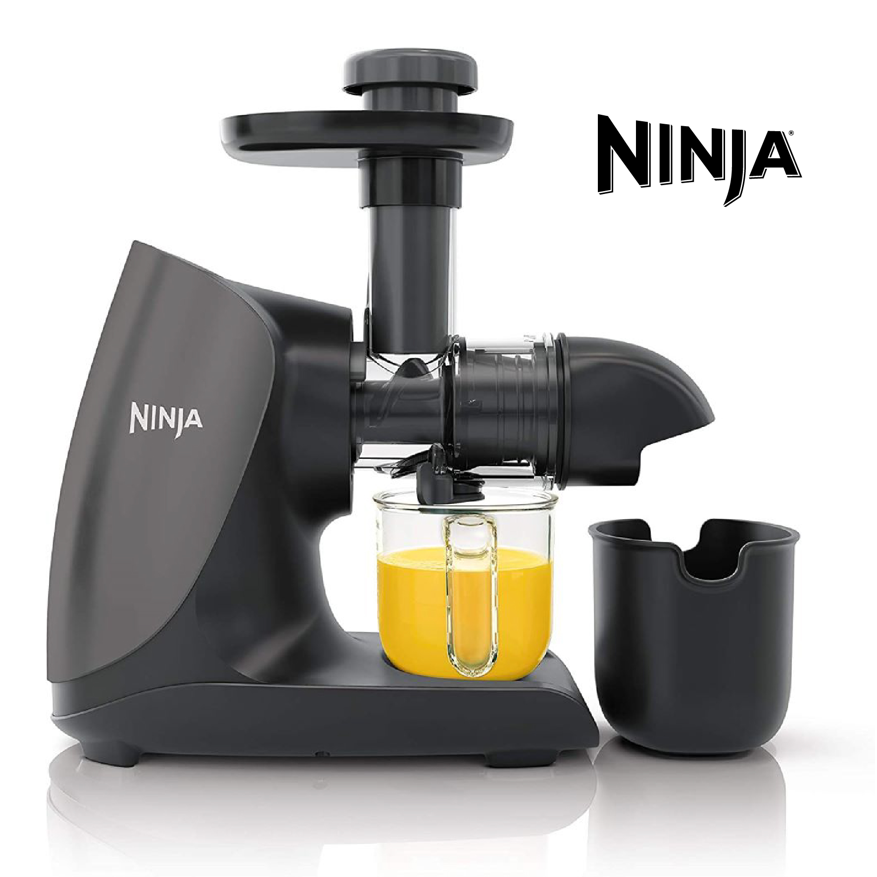 Ninja Presse-agrumes avec technologie de presse à froid et contrôle de la pulpe, presse-agrumes lent, pot à jus de 470 ml, 3 filtres à pulpe, brosse de nettoyage, sans BPA, passe au JC100UK