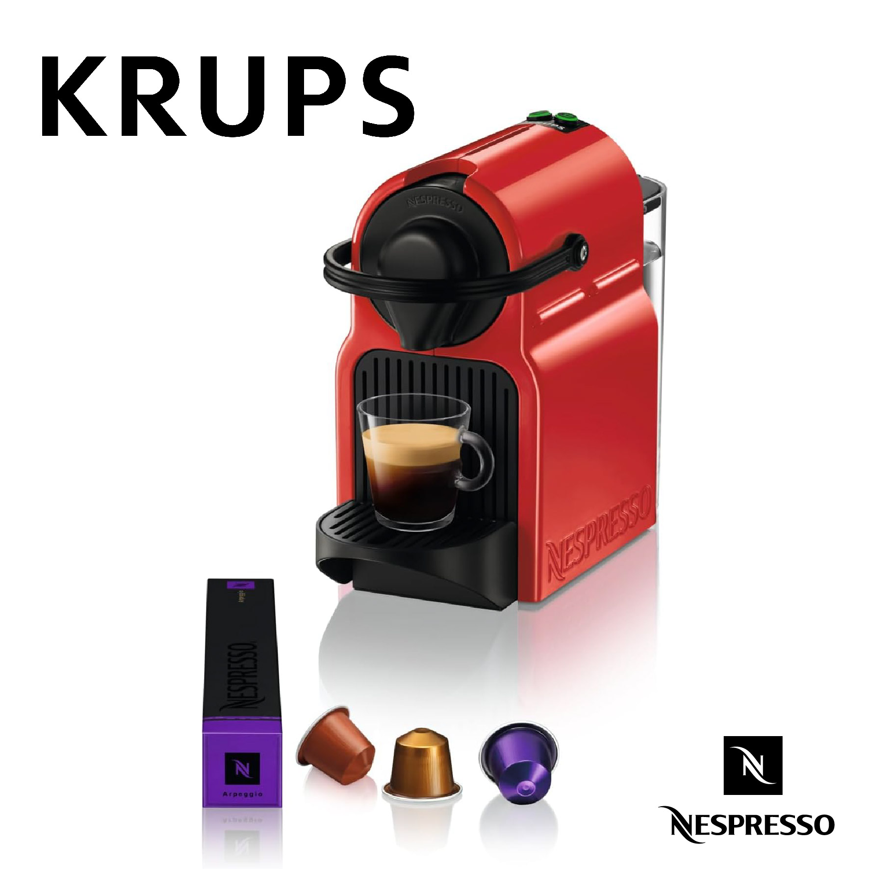 Nespresso Krups Machine à Café Inissia Rouge, Cafetiere Espresso YY1531FD